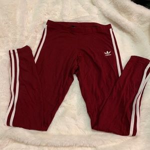 Maroon adidas leggings